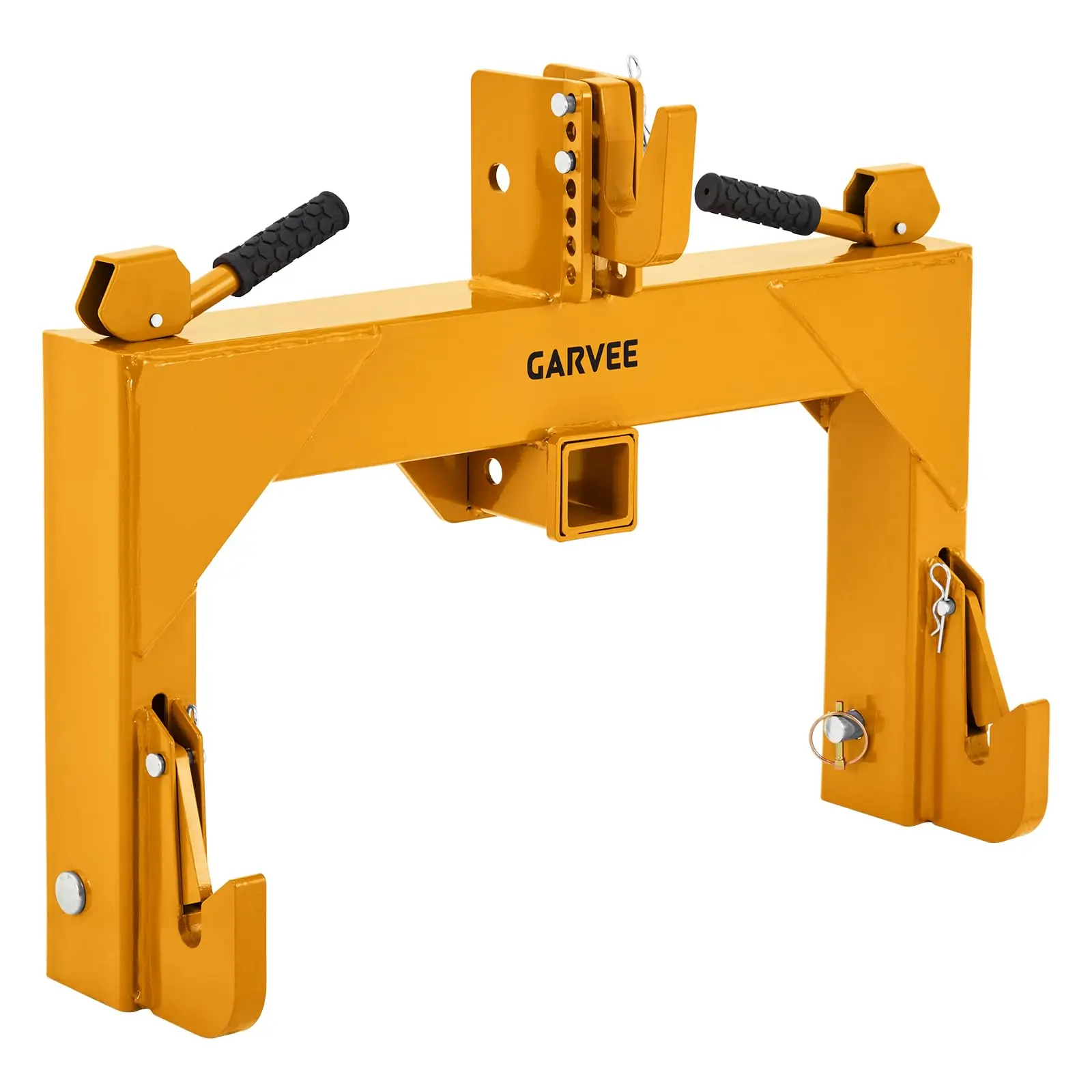 3-Point Quick Hitch with 2" Receiver & Versatile Top Adapter – Category 1 Compatible, No Bushing Needed, 3000 Lbs Lift Capacity, 5-Level Adjustable Bolt & Reinforced Rib Design for Tractors