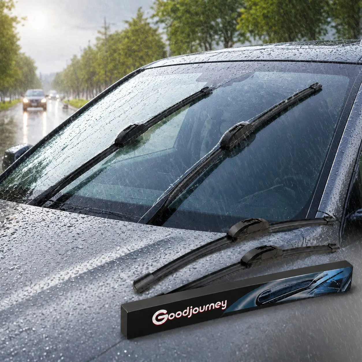 12"-21" Front Windshield Wiper Blades, OEM Quality All-Season Beam Wipers, J-Hook/U-Hook Replacement Wipers for Cars SUVs Trucks, Pack of 2, Automotive Replacement Windshield Wiper Blades