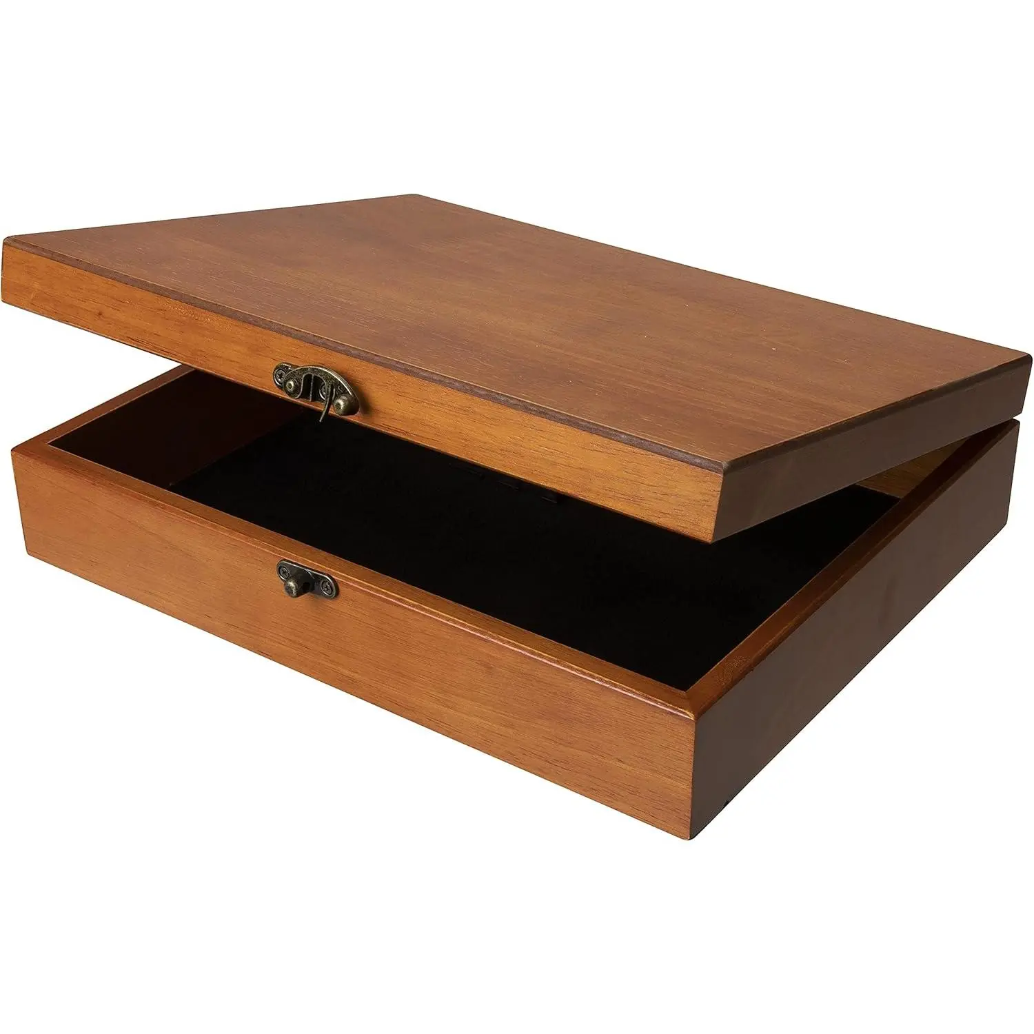 Old World Wooden Box with Brass Latch – -Style Wooden  Box for Jelry & Trinket Storage, Light Cherrywood Finish