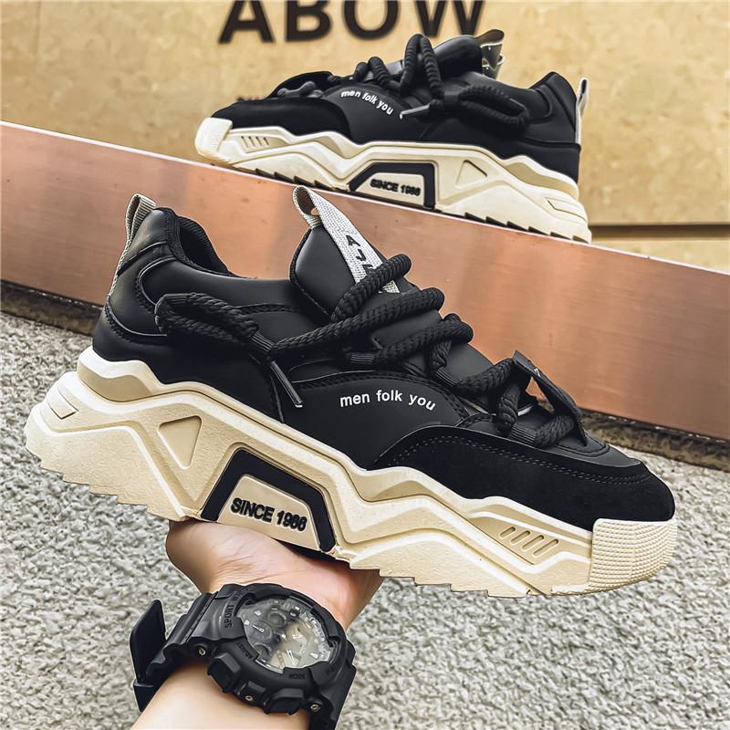 Low-top round toe lace-up casual men's shoes with color-blocking design, available in green and black. Versatile and comfortable running shoes suitable for all seasons, ideal for daily wear, sports and hiking.