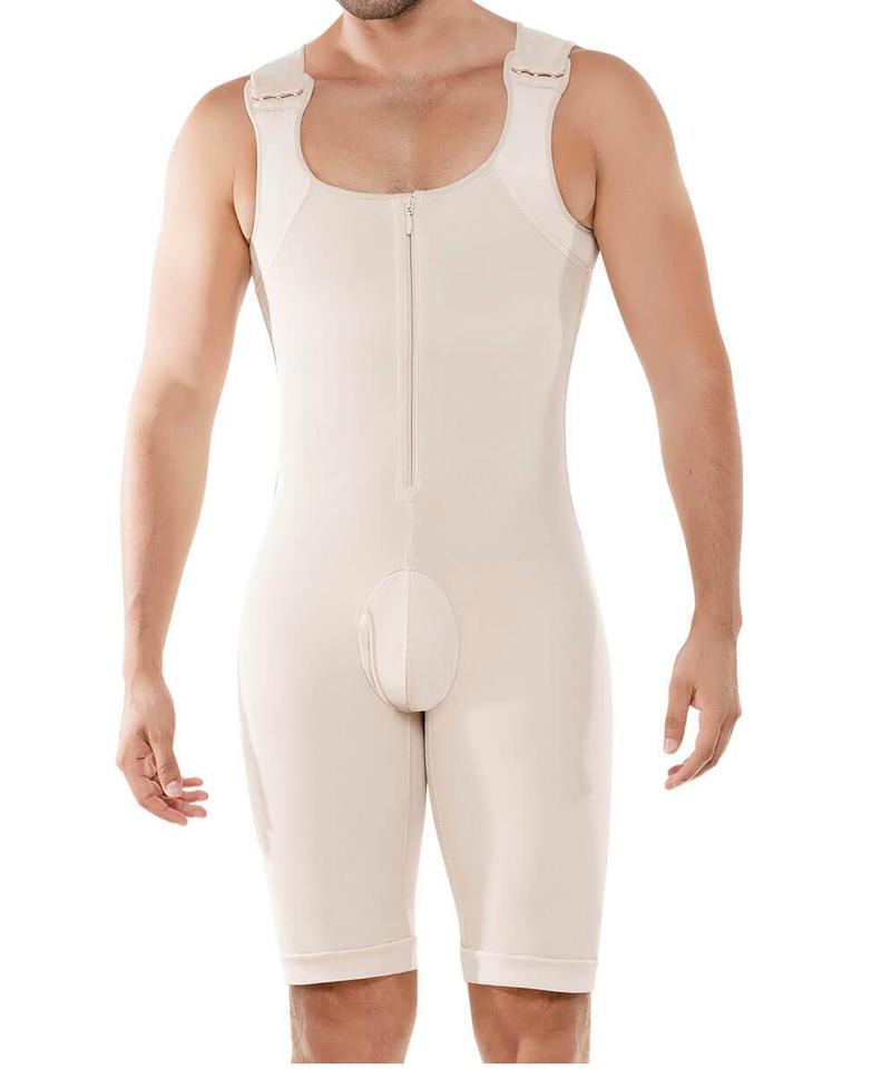 Men's Shapewear Bodysuit Tummy Control Compression Full Body Shaper with Zipper Workout Underwear Plus Size
