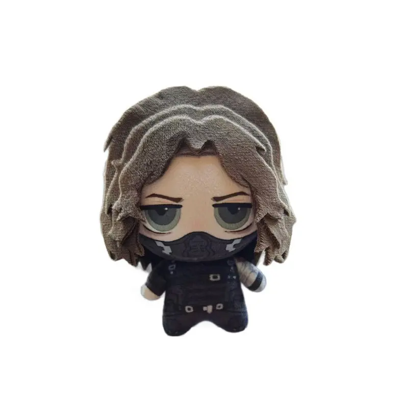 Cute Superhero Plush Toy, Chibi Winter Soldier Style Stuffed Doll With Mask & Metal Arm, Soft Cartoon Character Plush Figure, Collectible Home Decor Gift for Movie Fans