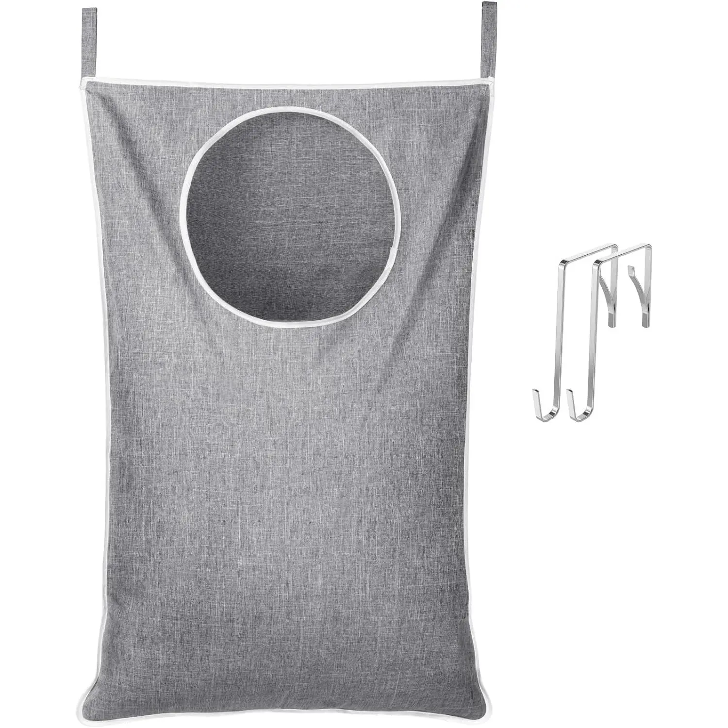 1 Pack Over Door Laundry Hamper, Collapsible , Light Gray | Large Foldable Laundry Basket Bag for Dirty Clothes, Space Saving Organizer for Bathroom, Bedroom, Closet