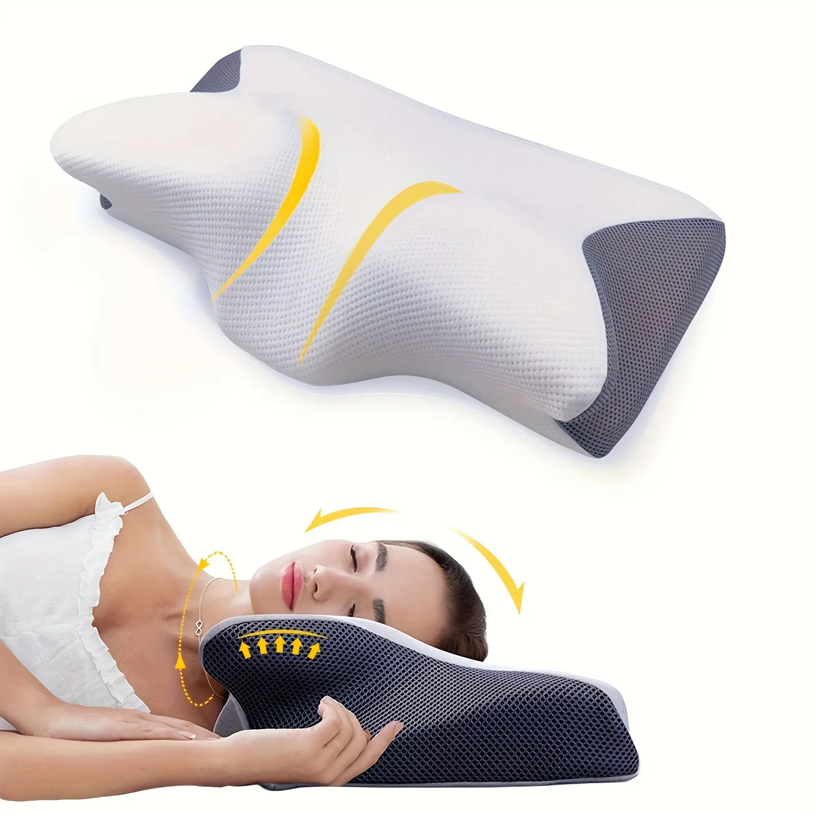 Neck Pillow Adjustable Memory Sponge Pillow,  Suitable Side, Supine, And Prone Sleepers, Bidirectional Design For 8-Hour Deep Sleep
