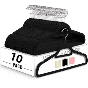 10pcs-Non-slip velvet hangers, ultra-thin and space-saving, with 360-degree rotating hooks, suitable for suits, jackets, shirts, pants, dresses, and scarves. A must-have for closet organization.