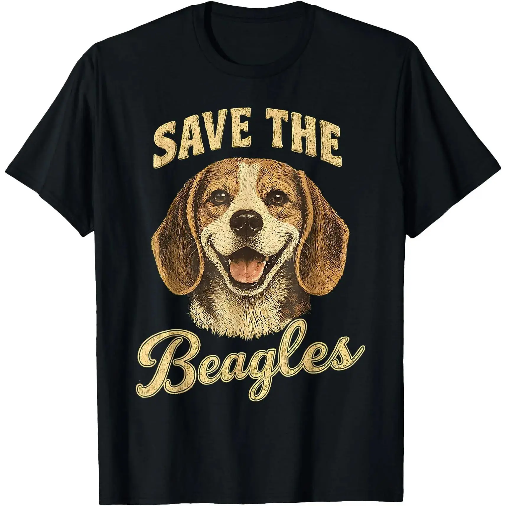 Men's Save The Beagles Graphic T-Shirt, Limited Edition Round Neck Short Sleeve 100% Cotton Casual Street Wear Tops, Cold Wash, Exclusive Limited Edition