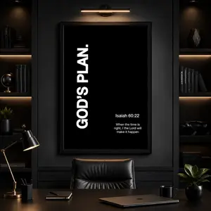 God's Plan Isaiah 60:22 Scripture – Black & White Religious Wall Art, Inspirational Home Office Decor, Christian Gift, Canvas Wall Art, Bible Verse Poster, Faith Quote Print, Prayer Room Decor, Church Decor, Minimalist Christian Art