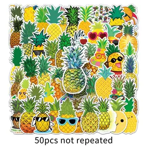50pcs Pineapple Stickers, Cute Tropical Fruit Waterproof Vinyl Decals, Fun Sunglasses Stickers for Laptop, Water Bottle, Luggage, Summer Hawaii Gift