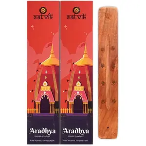 Aradhya Pure Masala Incense Sticks – Set of 2 with Free Incense Holder, Slow Burning,-Burning Agarbatti Made from & Resins| For Pooja, Yoga, Meditation, Spiritual Cleansing