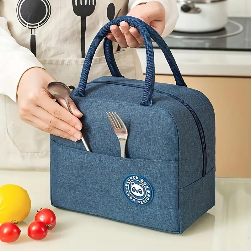 Insulated Lunch Bag, 1 Count Waterproof Lunch Storage Bag with Handle, Portable for Home School Office Outdoor Camping Picnic, Multifunctional Insulated Bag, Lunch Cooler Bag