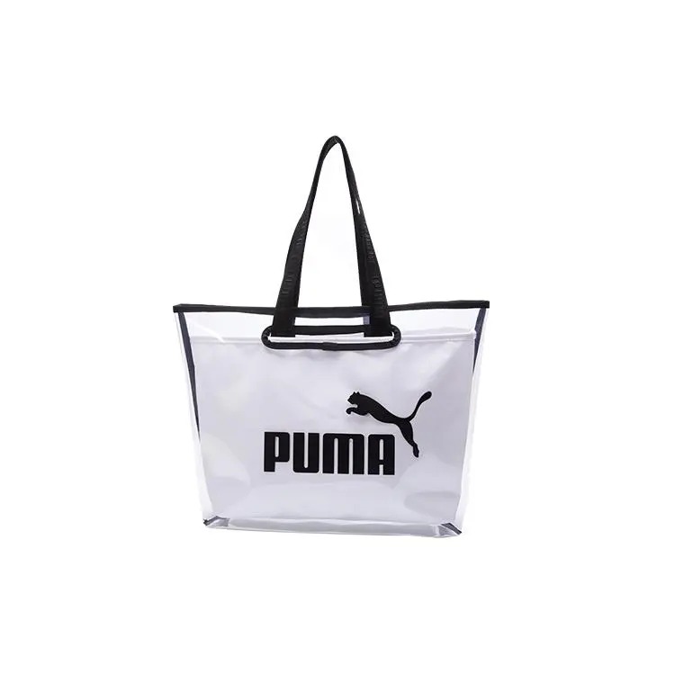 Puma Classic Logo Transparent Detachable PU Tote Bag for Women, Stylish White