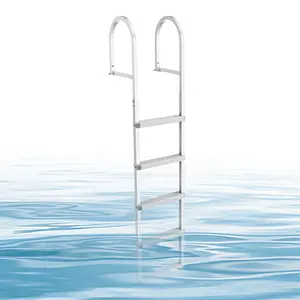 【DealsForYouDays】VEVOR Removable Dock Ladder, 5 Steps, Aluminum Alloy Pontoon Boat Swim Ladder, with Non-Slip Wide PP Steps, 500 lbs Weight Capacity, Quick Release Design, for Lake Swimming, Pool, Marine Boarding