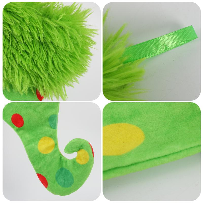 In-Stock Grinch Christmas Green Plush Stockings - Window Hanging Ornaments for Home Decoration