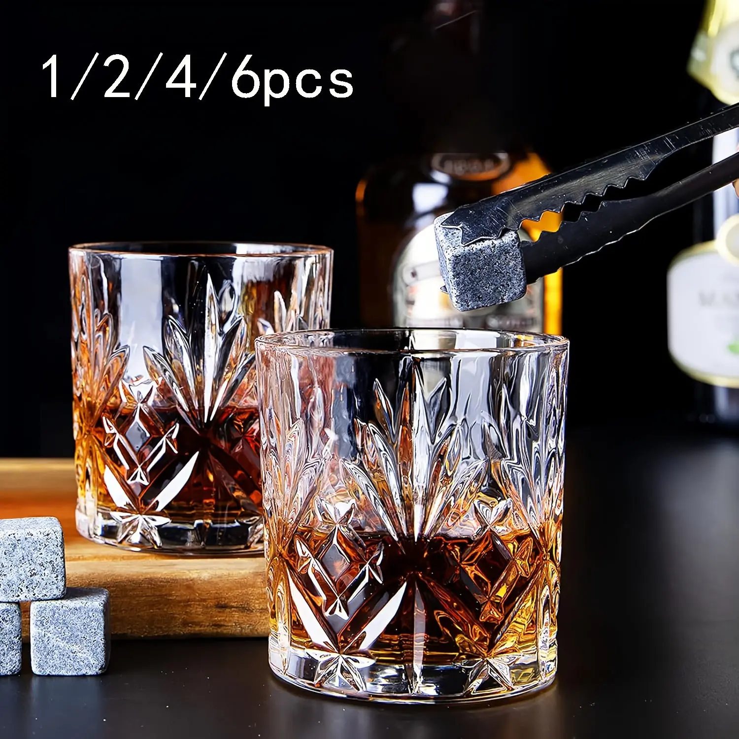 Classic Style Whiskey Glasses Set, Old Fashioned Glass, 2/4/6 Pack, 10oz (300ML) Glass Cups, Glass Beverage Cups for Whisky, Bourbon, Scotch, and Other Spirits
