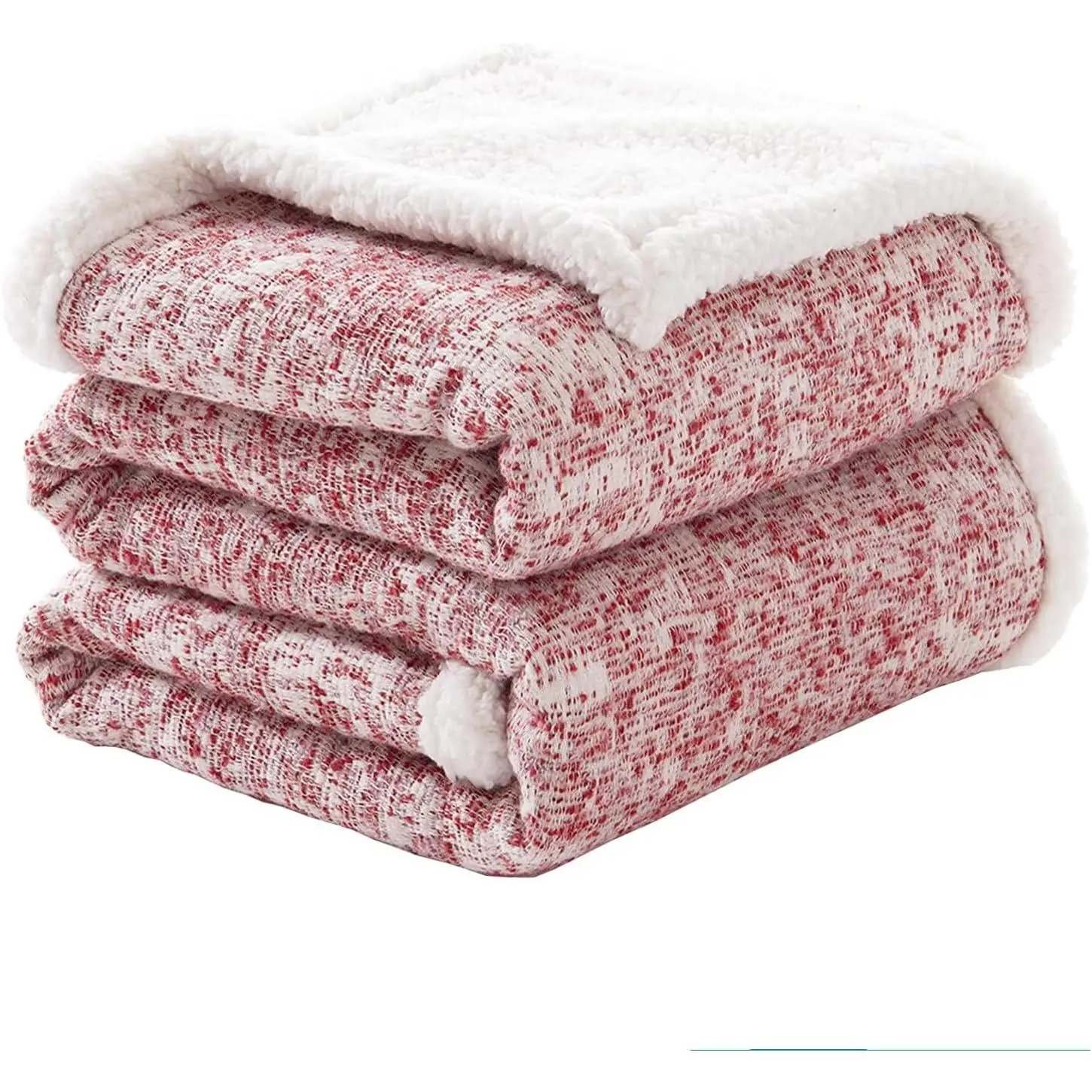 Sherpa Throw Blanket,Soft Blanket with 30%  and 70%  for Winter,Fuzzy Cozy Thick Blanket,Warm Winter Throw for Couch Bed Sofa (Red, 50" x 60")