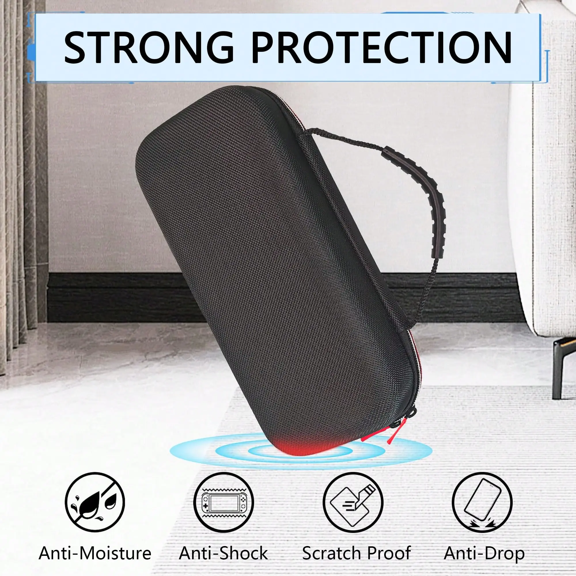 Portable Handheld Digital Storage Bag, Game Console Storage Case with Double Zippers & Red Pull Tabs, Built-in Non-slip Carry Handle, Compatible with Series Game Consoles, Ideal for Travel and Daily Commute Carry