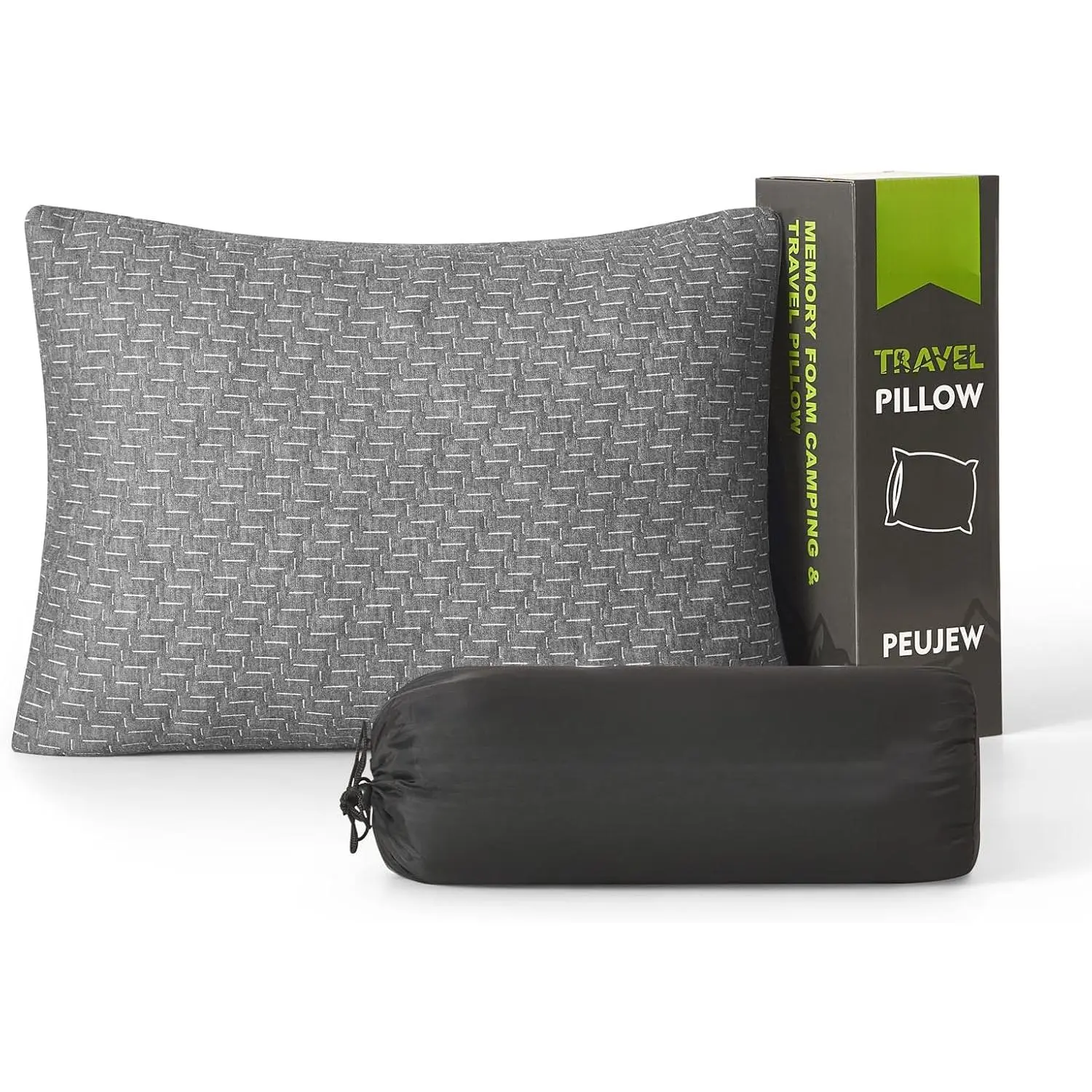 Small Shredded Memory Foam Pillow, Camping Pillow Travel Pillow - Compressible Medium Firm, Breathable Cover, Ideal Backpacking Hiking, Airplane and Car