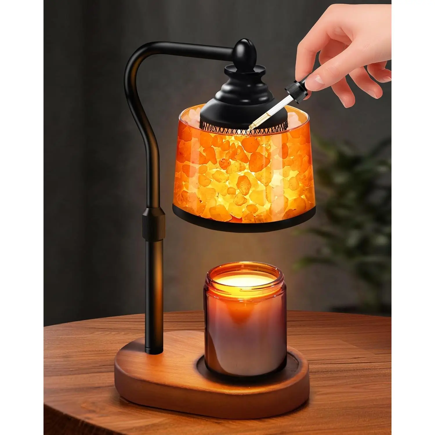 3-in-1 Modern Candle Warmer Lamp with Himalayan Salt, Aromatherapy Diffuser for Home Decor, Ambient Light & Relaxation
