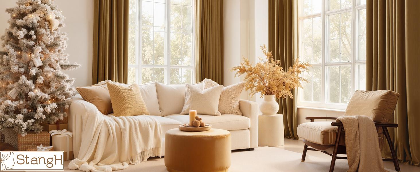 Gold Brown Velvet Curtains 96 inches for Living Room, Room Darkening Thermal Privacy Drapes for Door, Vintage Wall Backdrop for, W52 x L96, 2 Panels