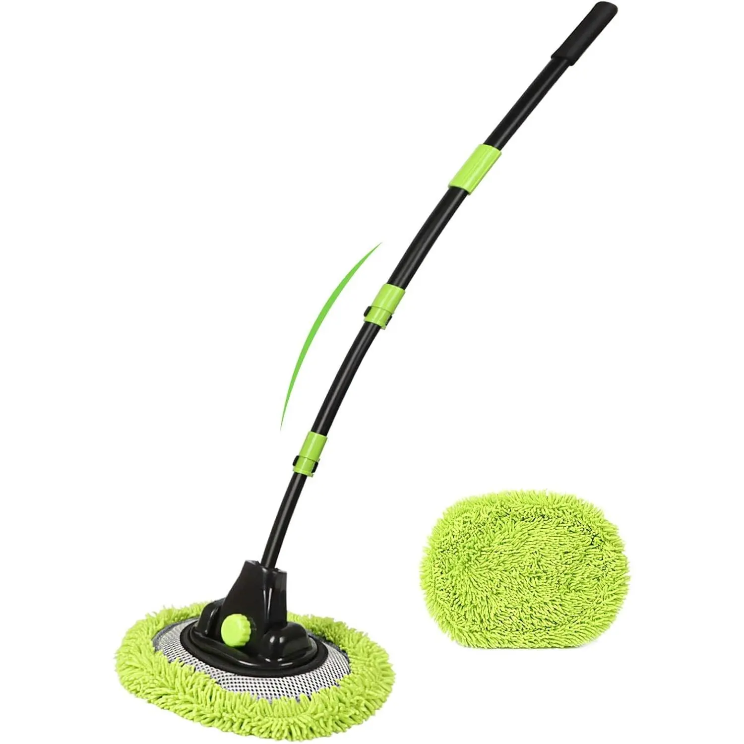 4 Sections  Wash Brush with 15° Curved  Alloy Long Handle Telescopic Denser Chenille Microfiber  Washing Mop for Exterior Interio  RV SUV  Boat Solar Panel Household Clean 51.6”