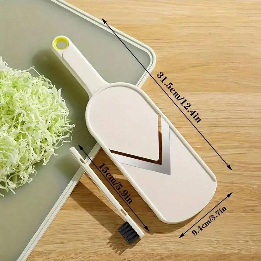 Multifunctional with Brush, Stainless Steel Blades, Durable Plastic Frame, Easy-To-Use Kitchen Tool for Home Cooking, Vegetable Cutter, Vegetable Cutting Slicer, Kitchen Gadgets