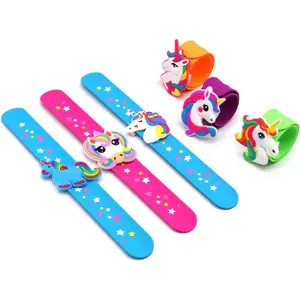 Silicone Unicorn Slap Bracelets - Birthday Party Favors, Gifts, Carnival Prizes Set (6 Pack)fidget toys