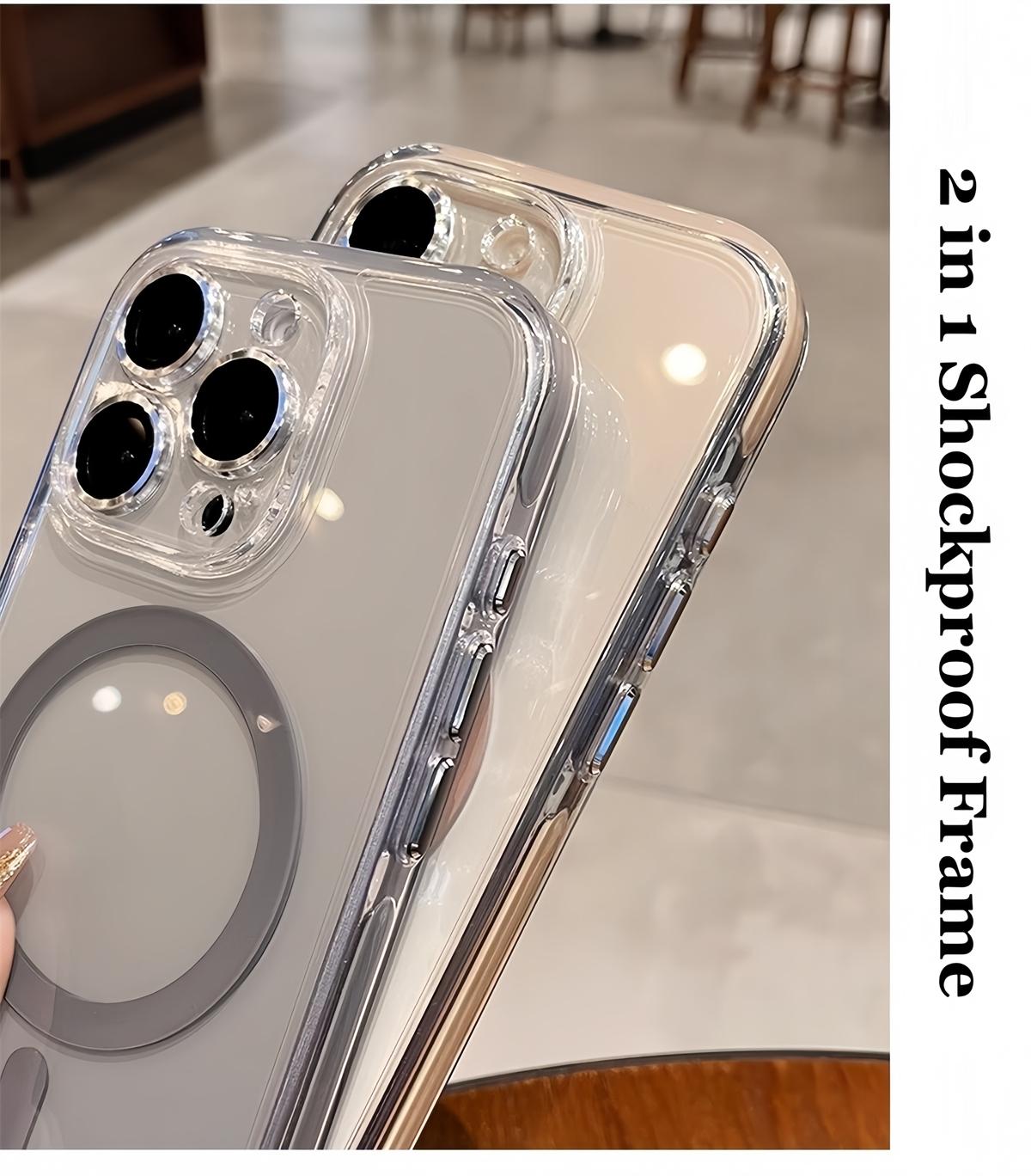 [LX]Desert Titanium 2 in Shockproof Shield Phone Case for IPhone 13 14 15 16 Pro Max 16 Clear Casing Transparent Cover