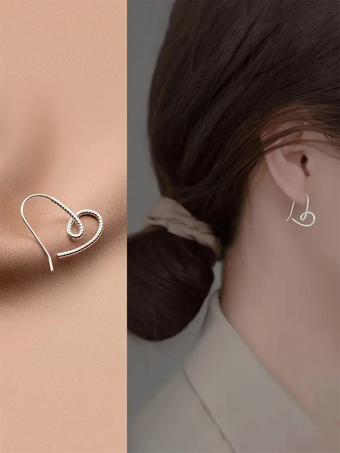 Women's Elegant Heart Design Dangle Earrings, Exquisite Trendy Dangle Earrings, Fashionable Minimalist Jewelry for Women for Daily & Party Decor