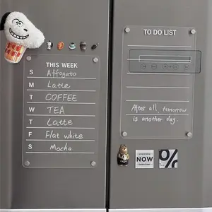 Magnetic Acrylic Dry Erase Board Transparent Double-Layer Refrigerator Board Display Board Writing Board Magnetic Refrigerator Message Board