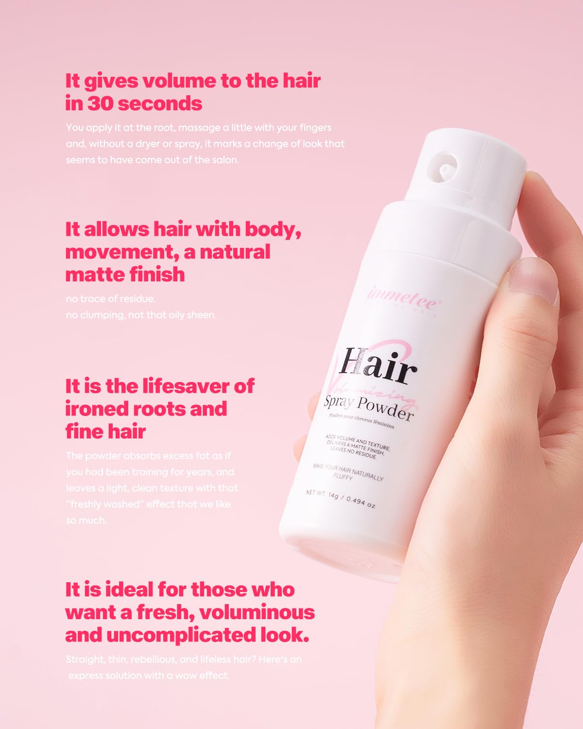 Texture Powder, Volumizing Powder for Hair Volume & Texture, Opaque Effect & Natural Finish, Hair Volume Spray Root Lifting Powders 14g