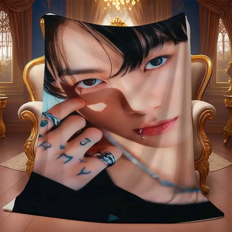 Jungkook Fanart Blanket BTS Member Digital Art Print Flannel Throw Blanket Lightweight Nap Blanket Army Fan Collectible Gift