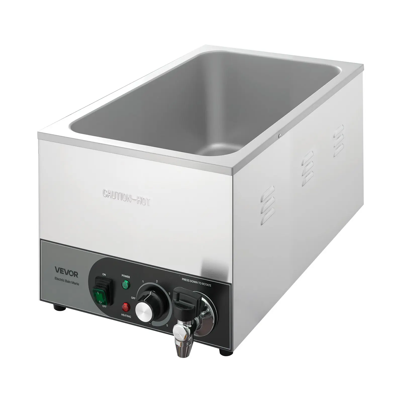 VEVOR Commercial 1200W Electric Stainless Steel Steam Food Warmer, Fast-Heating Countertop Bain Marie with Detachable Cord, for Restaurant Catering, Parties