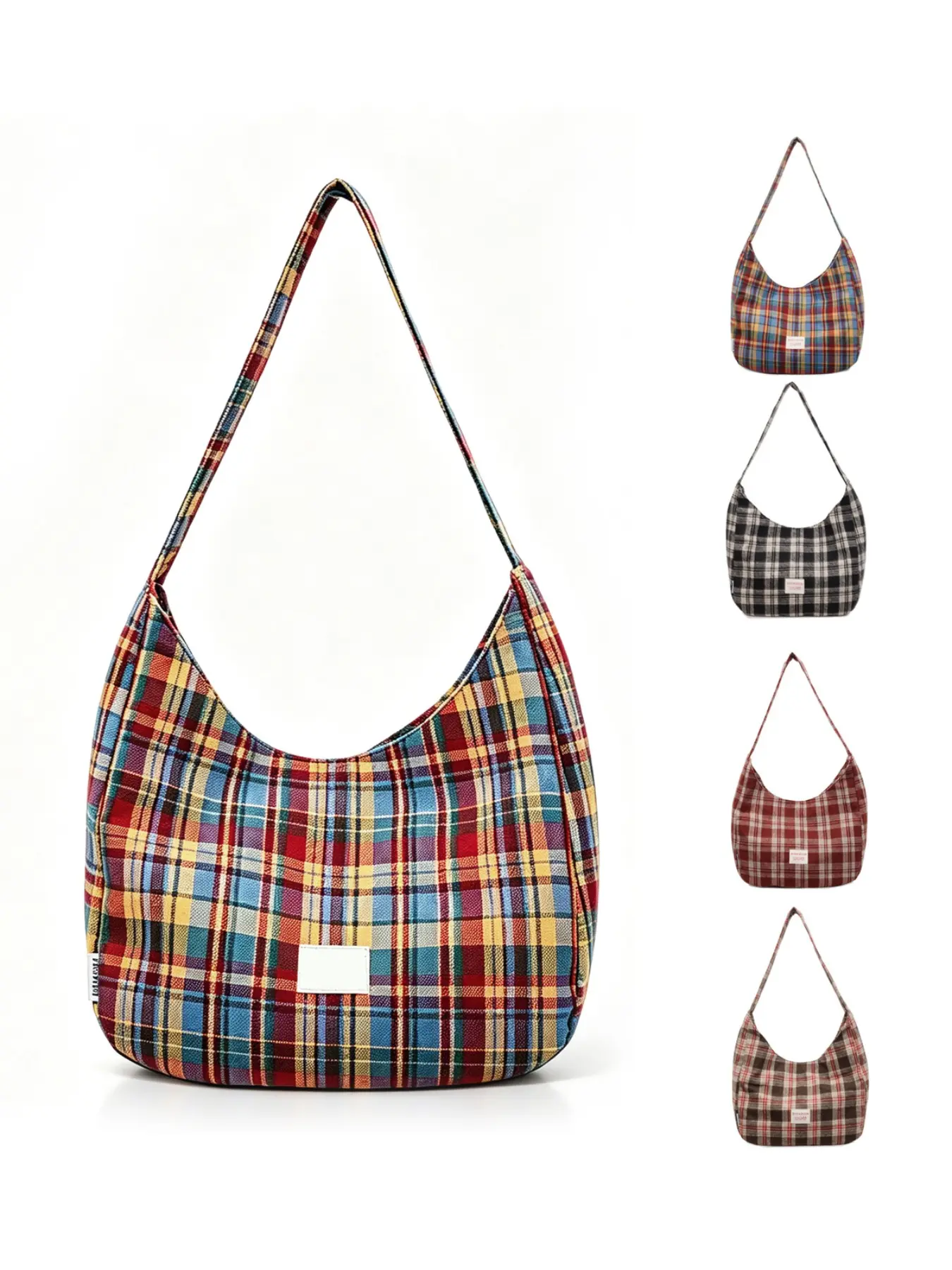 Retro Plaid Underarm Bag, Canvas Shoulder Tote, Multi-Color Casual Large Capacity Bag, Hand Shoulder Bag, Ideal for Dates, Work, Commute, Shopping, Daily Wear, Everyday Bags