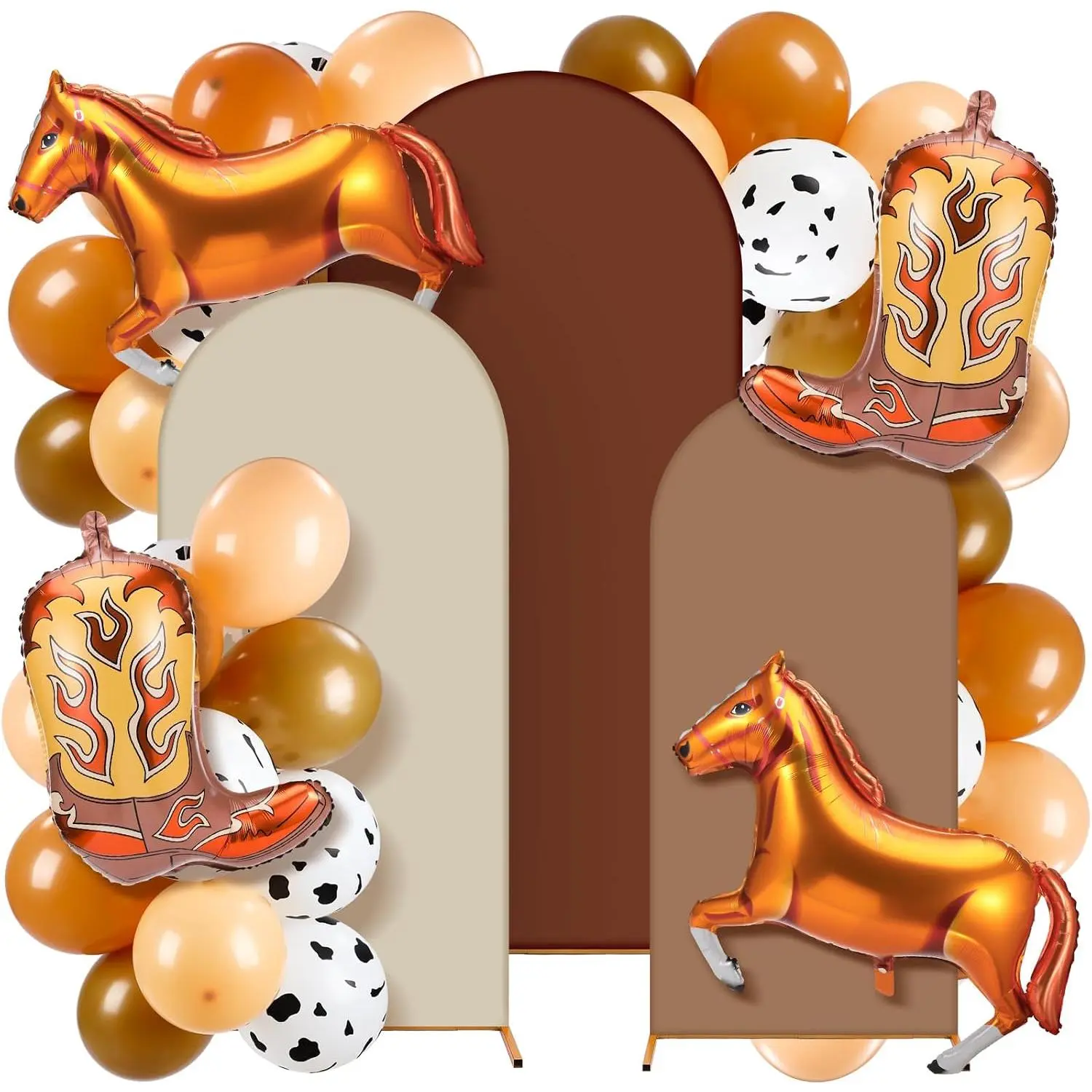 34 count  Balloon Arch Kit Horse Balloons 4ft 5ft 6ft Cowboy Arch Backdrop Cover for   Shower Cow Party Decorations