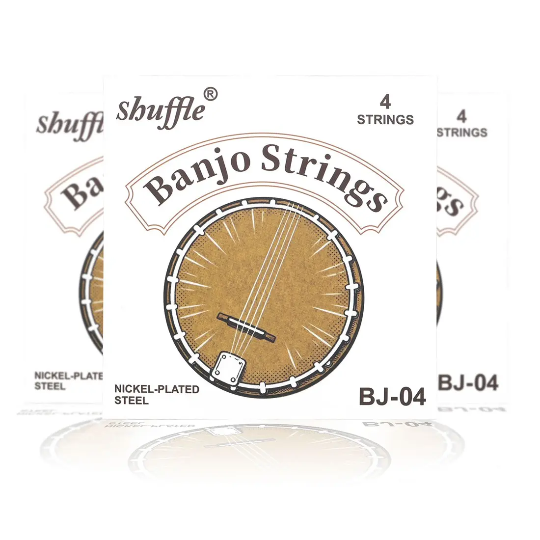 Shuffle Bj04 4-String Banjo String Set, Phosphor Bronze + Alloy Material, Durable & High-Quality Sound, Ideal for Musicians