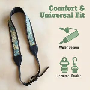 Vintage Denim Gold Star Camera Strap, Adjustable Wide Belt for Dslr, Micro Single, Binoculars, Crossbody Bag, Retro Photography Accessory