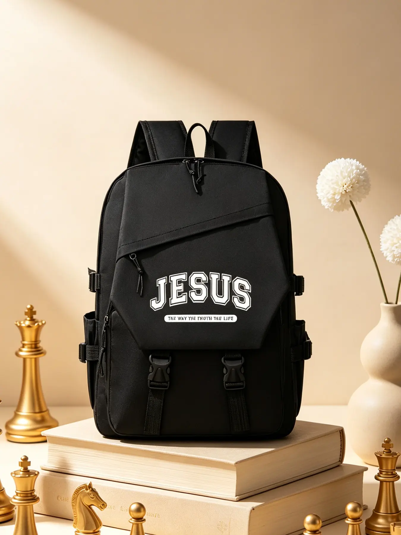 Jesus Pattern Multifunctional Travel Backpack, Casual Daypack Backpacks, Men's Fashion Shoulder Bag, Ideal for School, College Backpack, Laptop Backpack, Personal Luggage, Low Back Seat Style