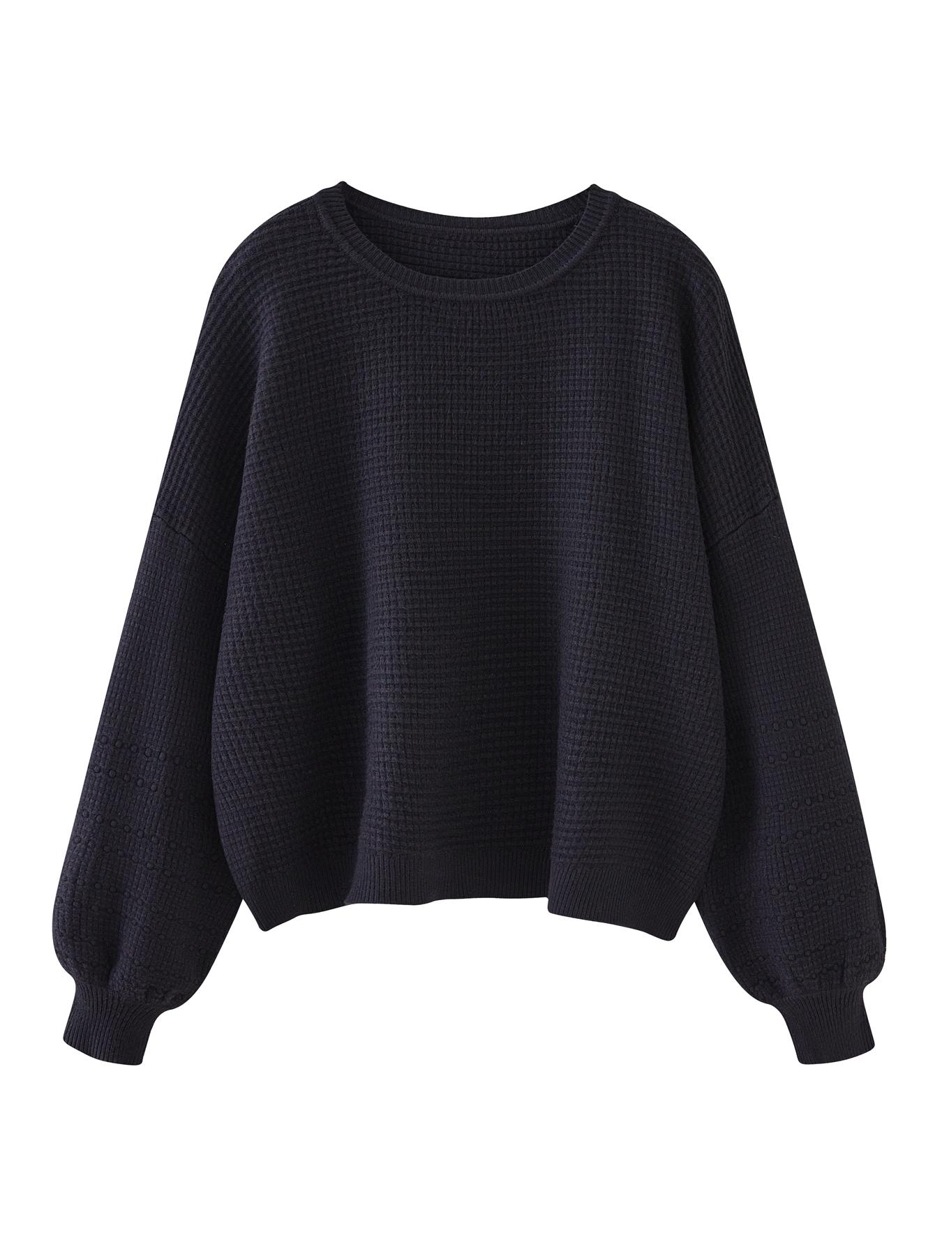 Women's Oversized Lantern Sleeve Crew Neck Pullover Sweater, Casual Loose Knit Jumper Top, Autumn & Winter Clothes