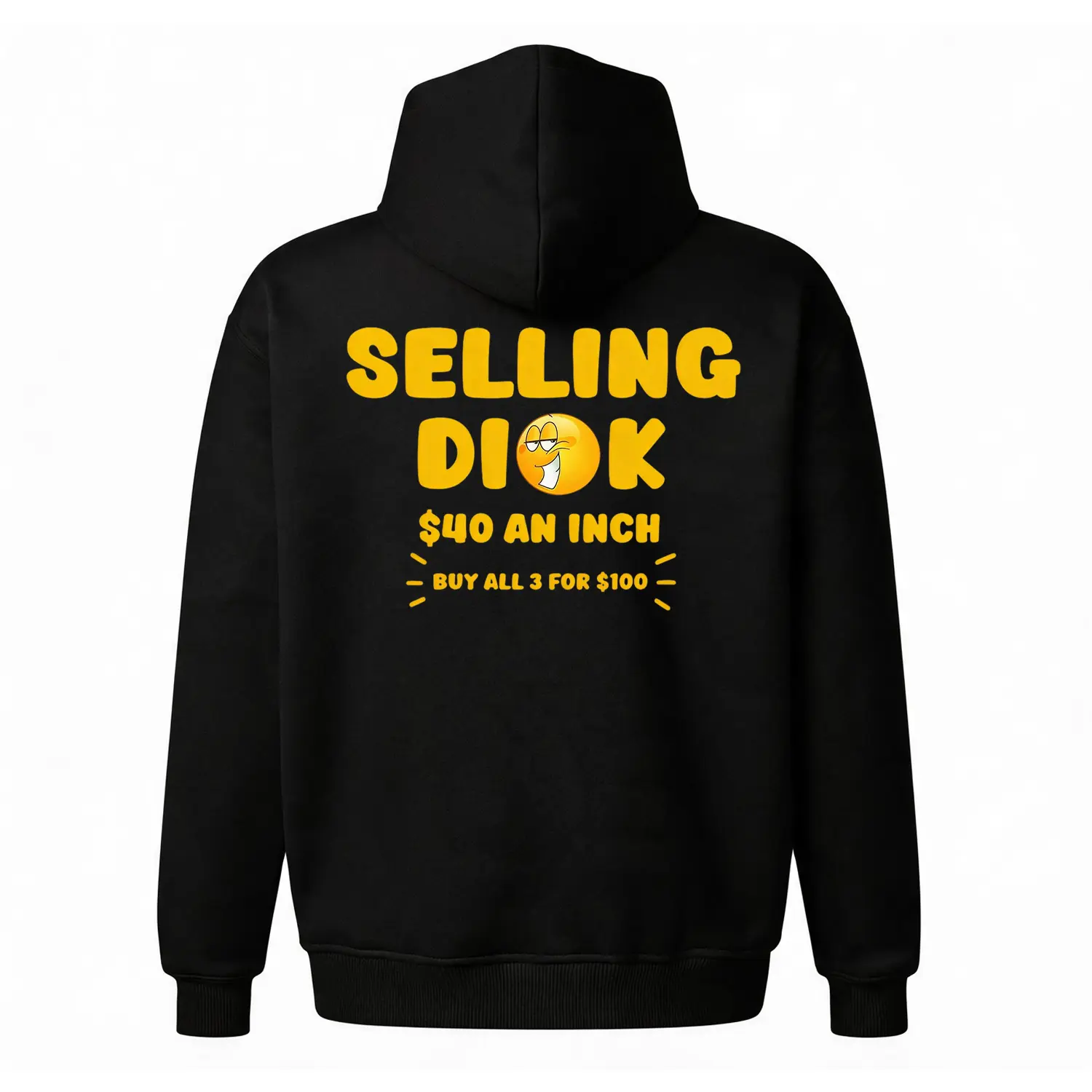 Funny "Selling DI*K" Gag Hoodie |   Unhinged Humor Back Print Sweatshirt |   Viral Meme Pullover |   Oversized Unisex Fleece Top |   Best Prank/Bestie Gift Hoodie for Friends