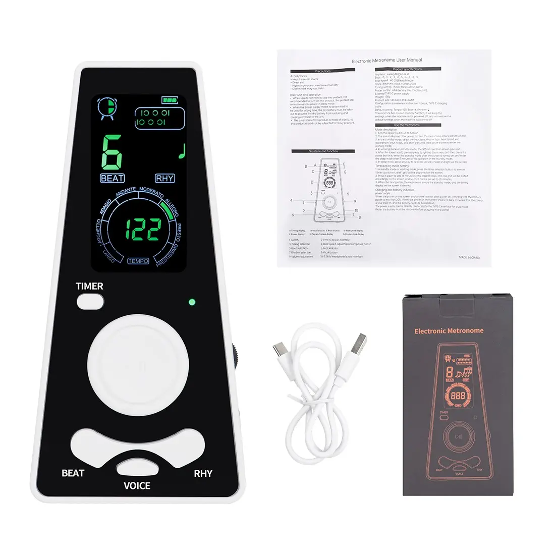 SOLO Mini Electronic Piano Metronome Rhythm Trainer Electronic Tempo Device Box Package for Kids Music Grade Exam