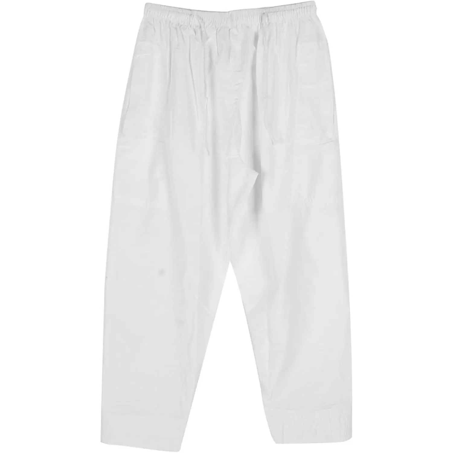 Men's Breathable Cotton Prayer Pants, Loose Fit Elastic Waistband Afghan Pajama Trousers for Muslim Prayer Home Travel Casual Wear (Size L, White)