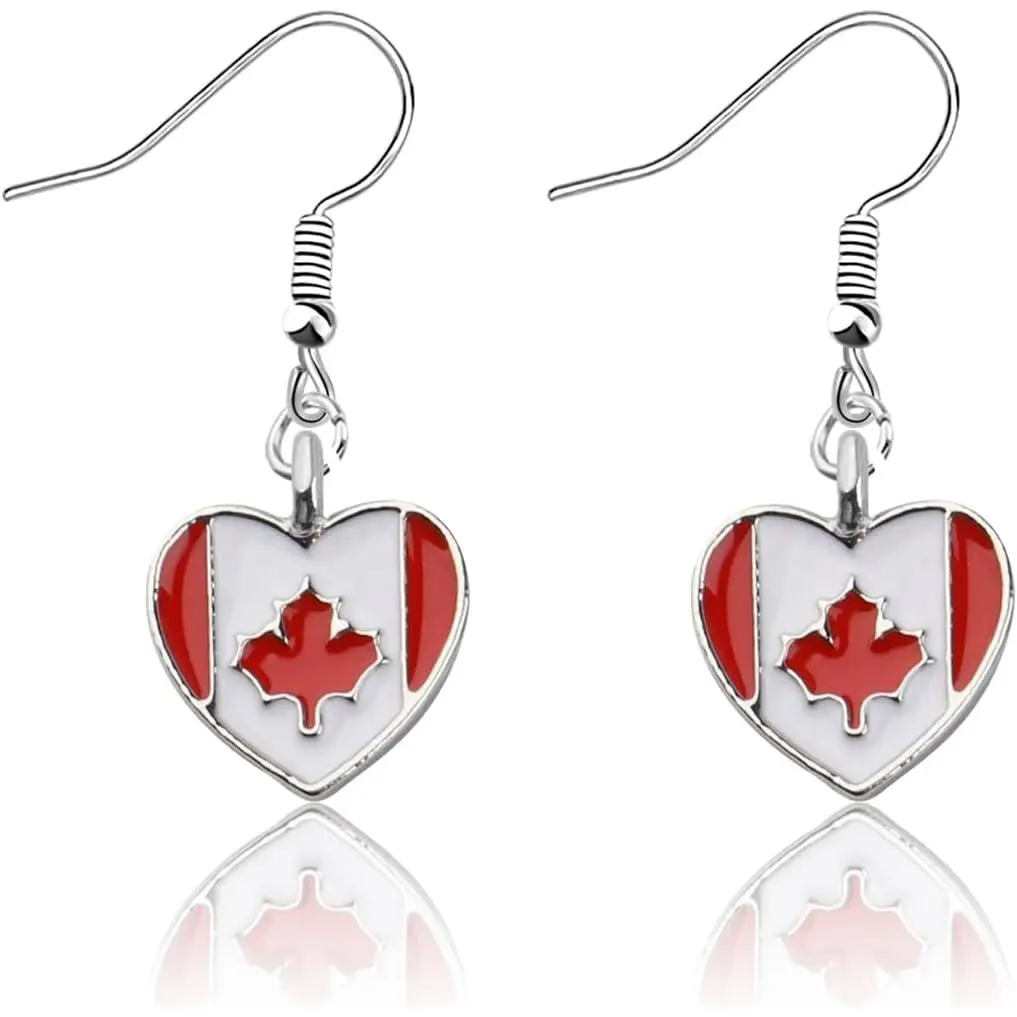 Flag Heart Charm Earring/ Flag   Flag   Flag   Maple Leaf