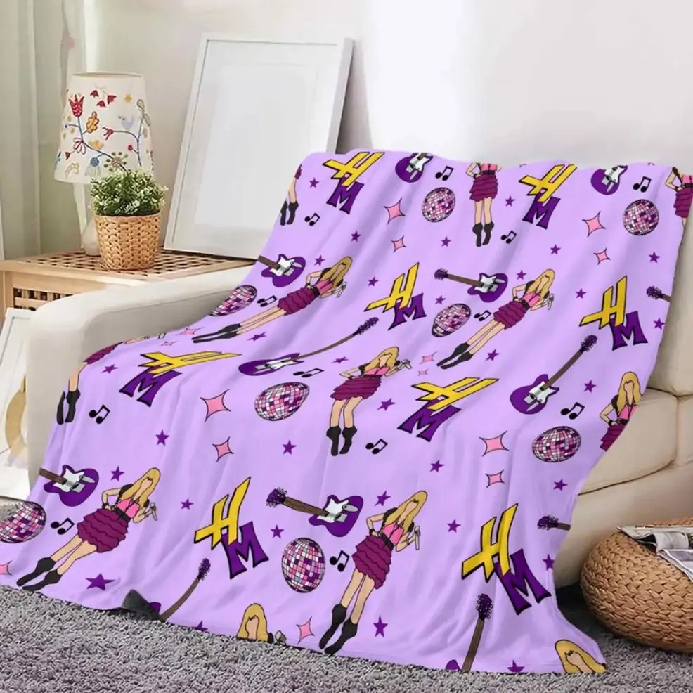 Hannah Montana Blanket, Vibrant Music‑Themed Cute Blanket, Guitar & Disco Notes Design, Fans Gifts, All‑Season, Baby Blankets and Adult Blankets, Perfect Gift Christmas Present for Sofa Bed Bedroom Home Decor birthday gift Comfort Blanket