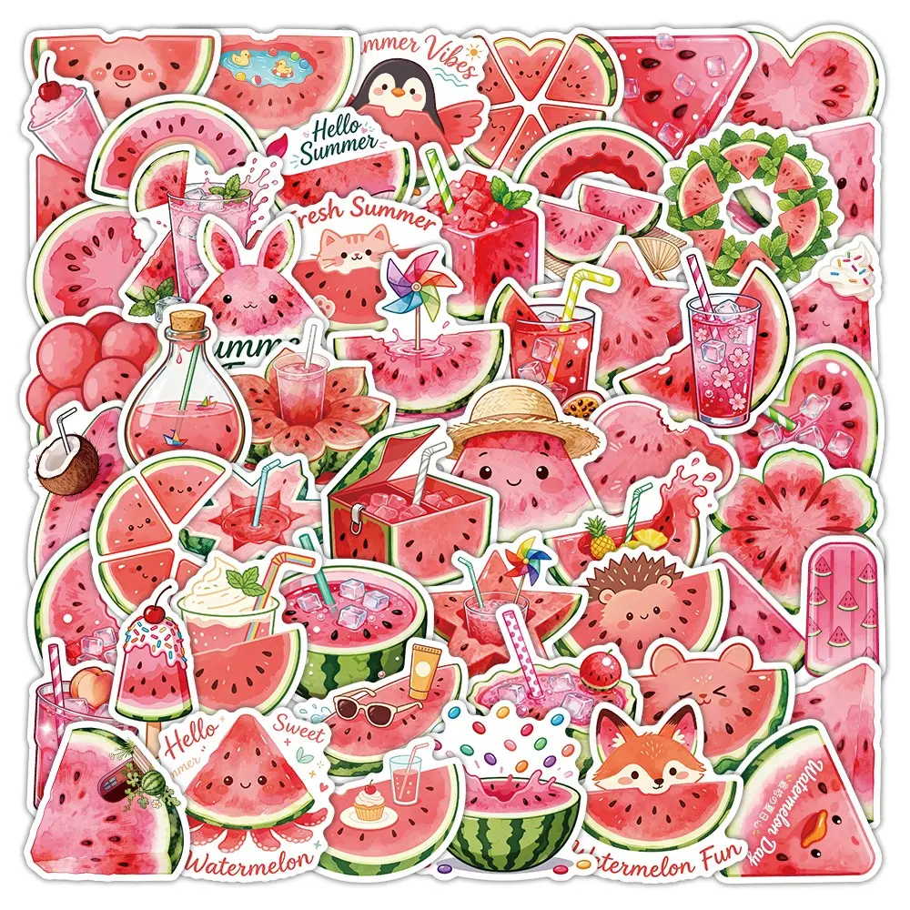 50pcs Watermelon Graffiti Stickers Laptop, Water Bottle, Suitcase Cup, Mobile Phone, Tablet, Bottle, Bicycle, Botany, Car, Suitable for Halloween And Christmas, Graphic Decal