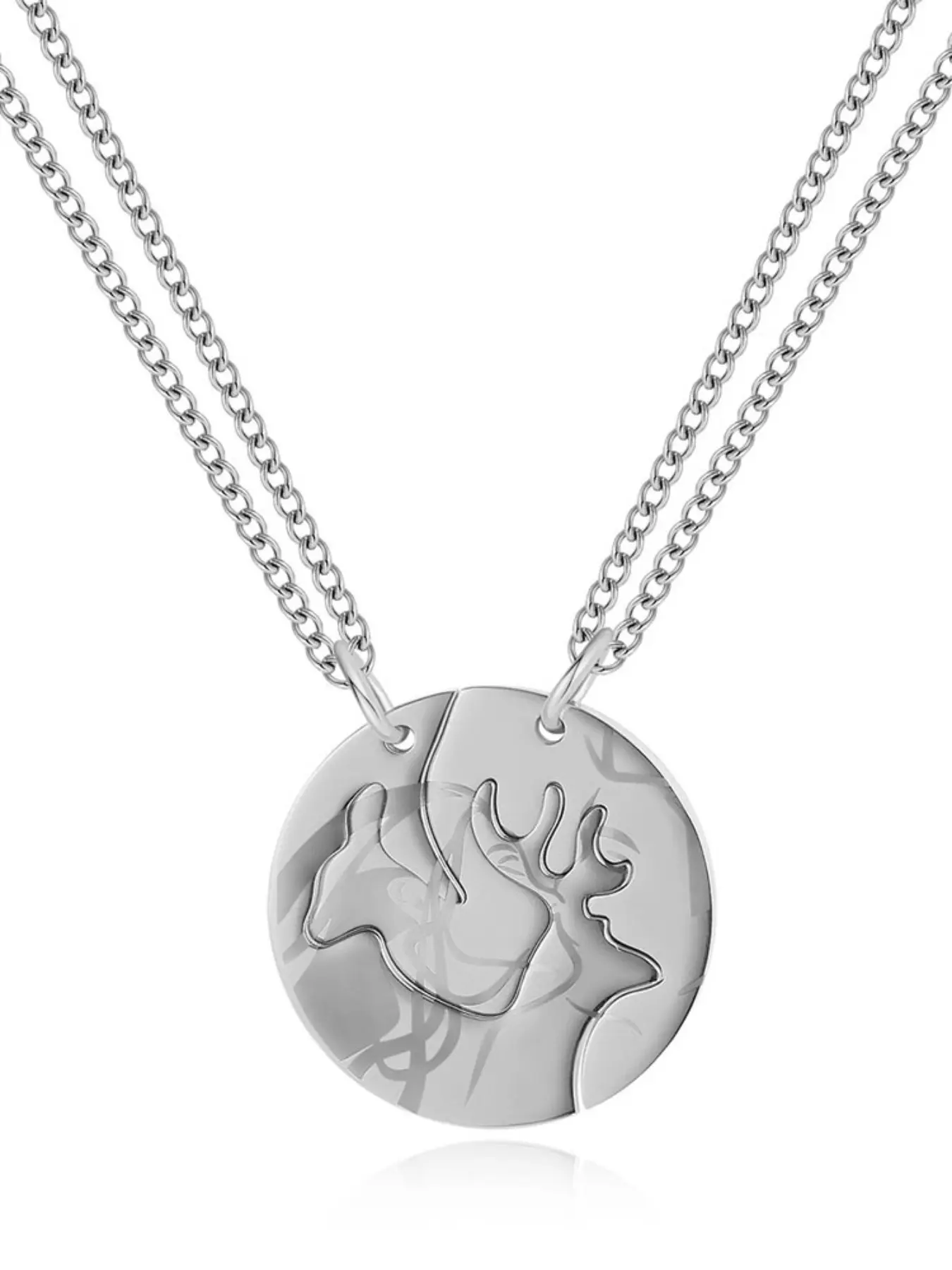 New 30mm Simple Deer Antler Puzzle Chain Necklace, Unisex Interchangeable Couple Jewelry, Stylish and Unique Design