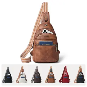 LATMAP Crossbody Bag for Women Men, Faux Leather Shoulder Bag Crossbody Purse, Durable Analog Bag, Chest Sling Bag with Adjustable Strap, Multi-Pocket Work Bag Everyday Bag for Travel Essentials Daily Use, Great Gift for Birthday Valentine's Day