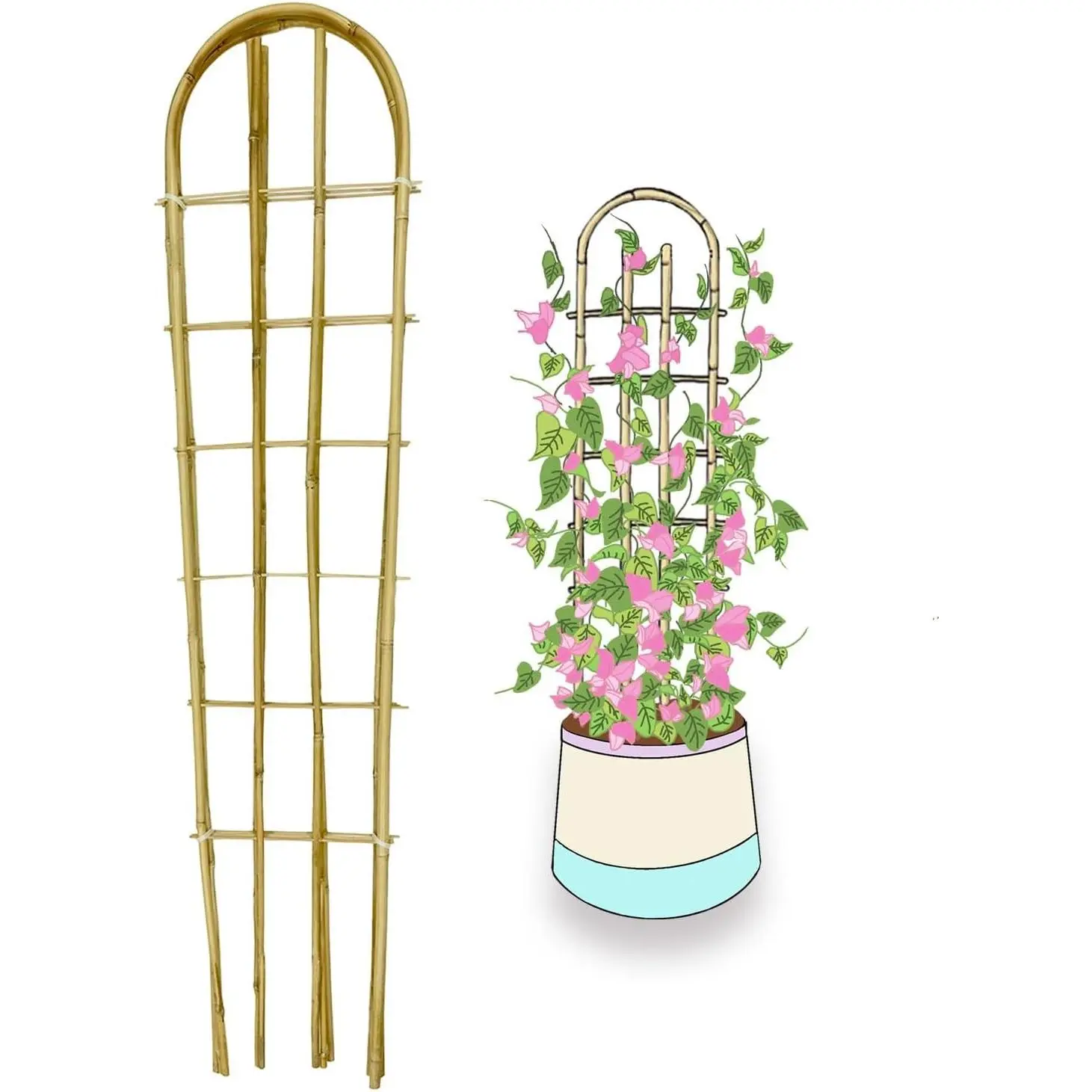 Bamboo Trellis,U-Shape Bamboo Trellis,4Feet,3pack,for Climbing Plants Outdoor Bamboo,Climbing Plants,Tomato, Vegetables,Flowers, Beans, Cucumber,Indoor Potted Climb Plants