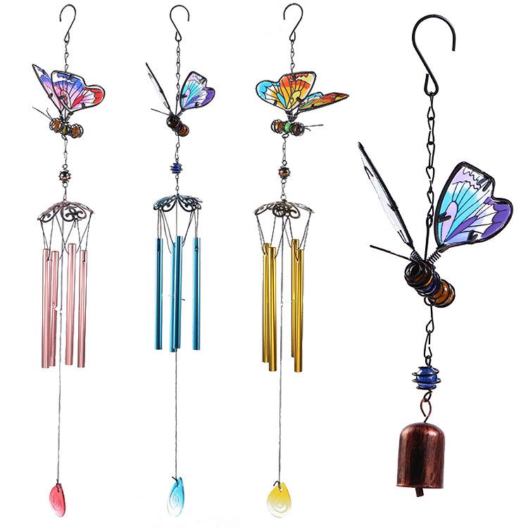Butterfly Wind Chime — Creative Metal & Glass Painted Iron Art Hanging Ornament