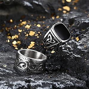 Jstyle 4Pcs Stainless Steel Vintage Signet Rings for Men Biker Rings Set Pinky Thumb Celtic Band Ring Spinner Ring Silver Gold Polished Edge Mens Rings for Men Jewelry Gift Jstyle 4Pcs Stainless Steel Vintage Signet Rings for Men Biker Rings Set Pinky Thumb Celtic Band Ring Spinner Ring Silver Gold Polished Edge Mens Rings for Men Jewelry Gift