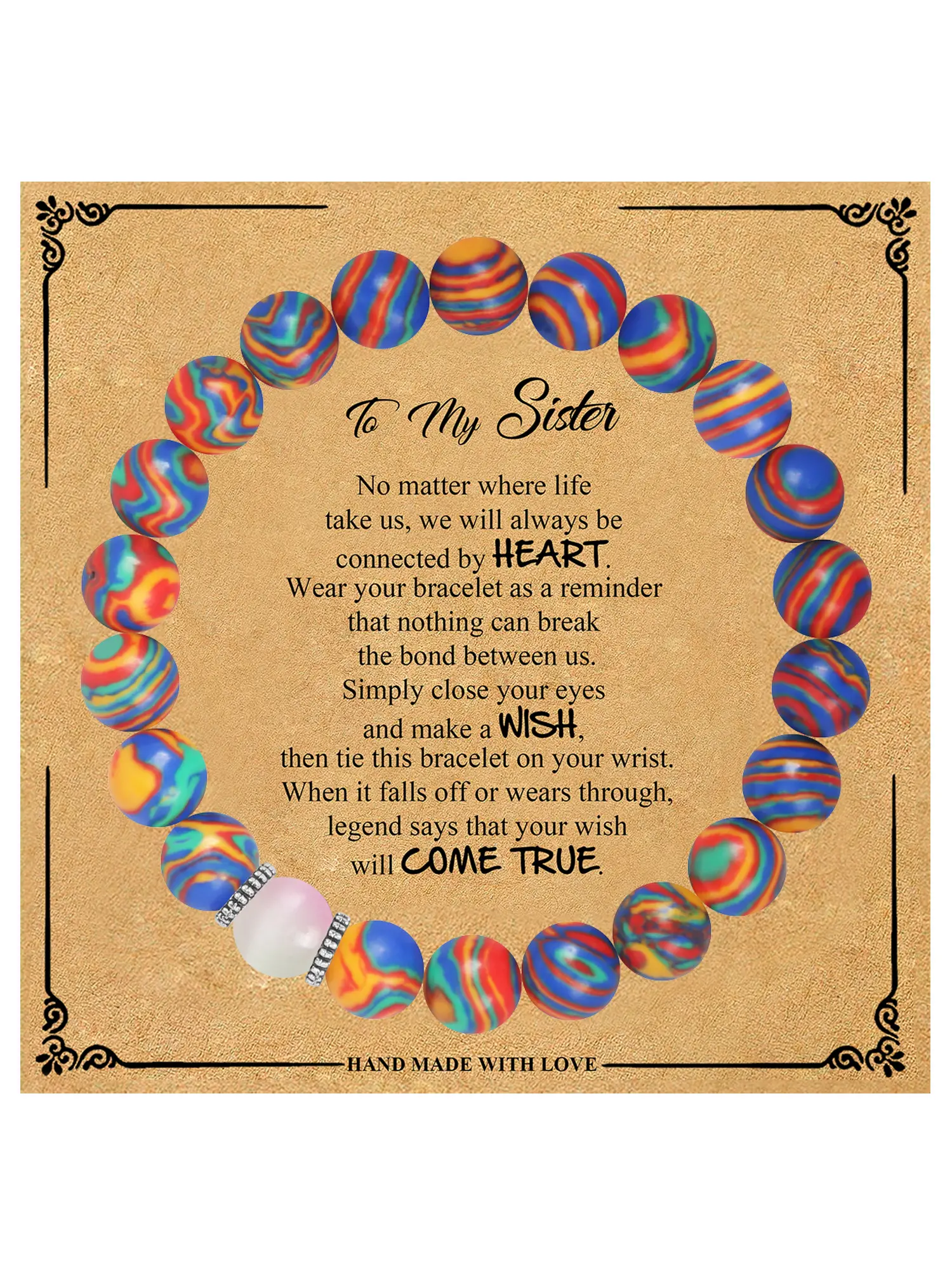 Christmas & Back-To-School Gifts for Sisters, Stretch Bracelet, Durable Elastic Design, Perfect for Birthdays & Holidays